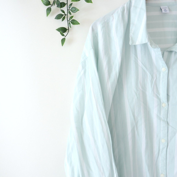 Old Navy Women's Blue Striped Button Front Rayon Blend Swing Top Size XXL - Picture 2 of 4